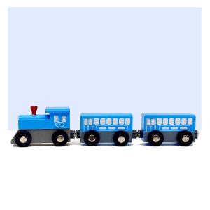 Channapatna Wooden Train Toy – 3-Piece Blue Engine & Coaches Set