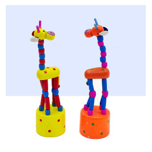 Channapatna Wooden Dancing Giraffe Toy – Push Button Fun