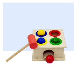 Channapatna Wooden Hammer Ball Drop Toy – Montessori Learning Game