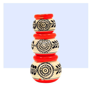 Channapatna Wooden Matka Stacking Toy – Tribal Art Design
