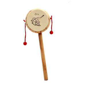 Channapatna Wooden Hand Drum Toy – Traditional Spinning Damru for Kids
