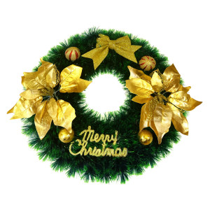 Golden Leaf Glitter Christmas Wreath