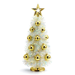 Mini Tinsel Golden Desk Tree