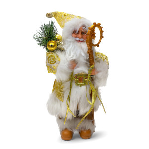 Elegant White Gold Santa Figure