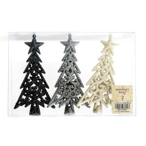 Glitter Scroll Christmas Tree Set