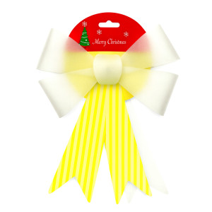 Sheer Yellow Striped Fabric Bow