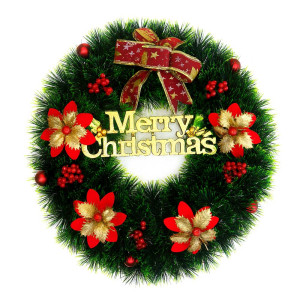 Red Gold Floral Merry Wreath