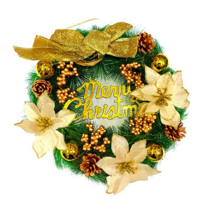 Opulent Gold Poinsettia Wreath