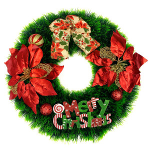 Red Poinsettia Candy Cane Wreath
