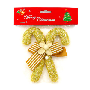Glitter Gold Candy Cane Bow