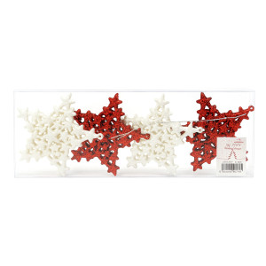 Glitter Red White Snowflake Garland