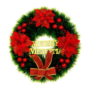 Festive Red Poinsettia Wreath
