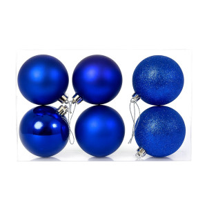 Assorted Six Blue Finish Baubles
