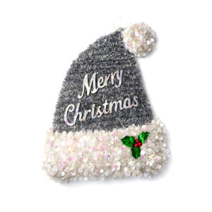 Sparkly Silver Tinsel Santa