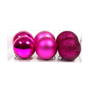 Vibrant Pink Assorted Finish Baubles
