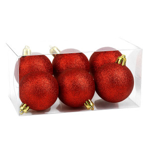 Dazzling Red Glitter Bauble Set