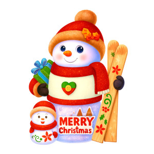 Cheerful Snowman Skiing Display
