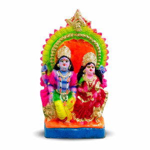 Hand-painted Lord Rama and Sita Idol – Divine Seated Form