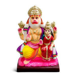 Hand-painted Lord Narasimha with Maha Lakshmi Devi Idol