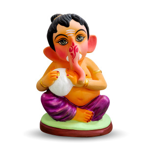 Bala Ganesha with Modak Clay Idol