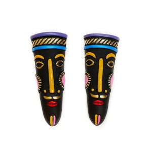 Decorative Tribal Face Wall Hanging Masks (Set of 2)
