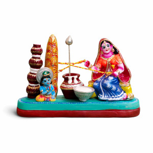 Handcrafted Clay Yashoda with Baby Krishna Idol