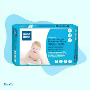 Mee Mee Breathable Premium Baby Diaper Pants With Wetness Indicator and Leak-Proof Edges (Small, 32 Pcs)