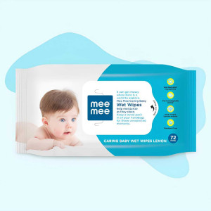 Mee Mee Caring Baby Wet Wipes With Aloe Vera & Lemon Extracts (72 pcs) | Parabens Free