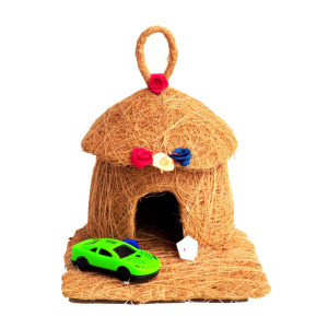 Coconut Coir Hut with Decorative Base – Handcrafted Eco-Friendly Art