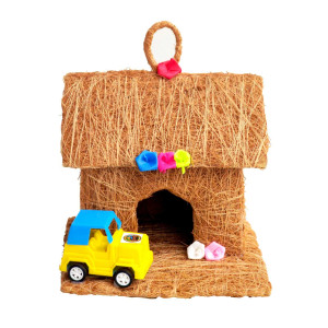 Coconut Coir Flat Roof Hut with Decorative Base