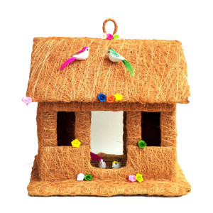 Coconut Coir Decorative House with Birds