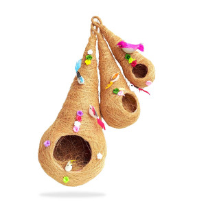 Coconut Coir Triple Hanging Bird Nest Set