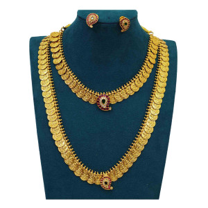 Traditional Coin Design Necklace Set with Earrings