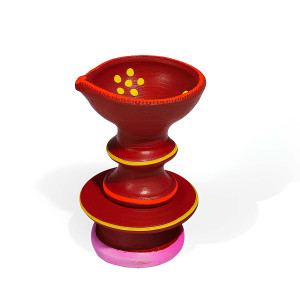 Hand-Painted Tall Clay Diya Stand
