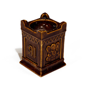 Ceramic Ganesh Engraved Square Diya