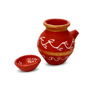 Traditional Terracotta Water Pot with Cup