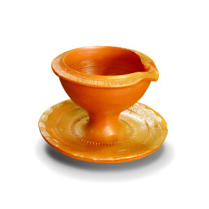 Handcrafted Clay Oil Lamp with Base Plate