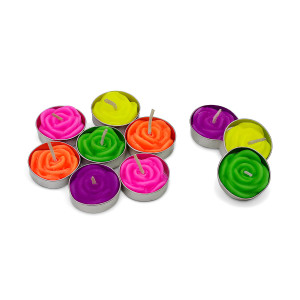 Multicolor Rose-Shaped Tealight Candles – Set of 8