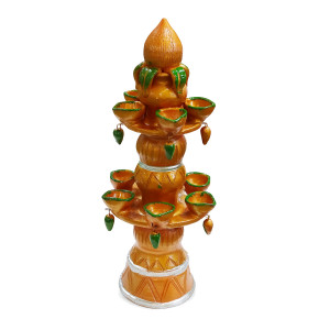 Hand-painted Clay Multi-tier Diya Tower – 3 Layer