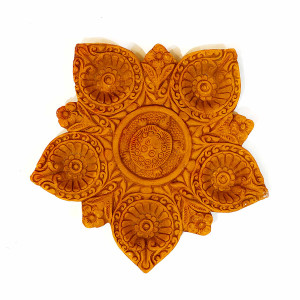 Handcrafted Decorative Clay Diya Plate – 5 Wick Holder