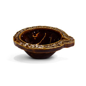 Handcrafted Ceramic Diya – Brown Glazed Finish (Set of 5)
