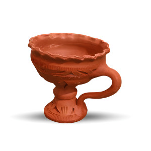 Handcrafted Terracotta Sambrani Kunda – Traditional Clay Dhoop Burner with Handle