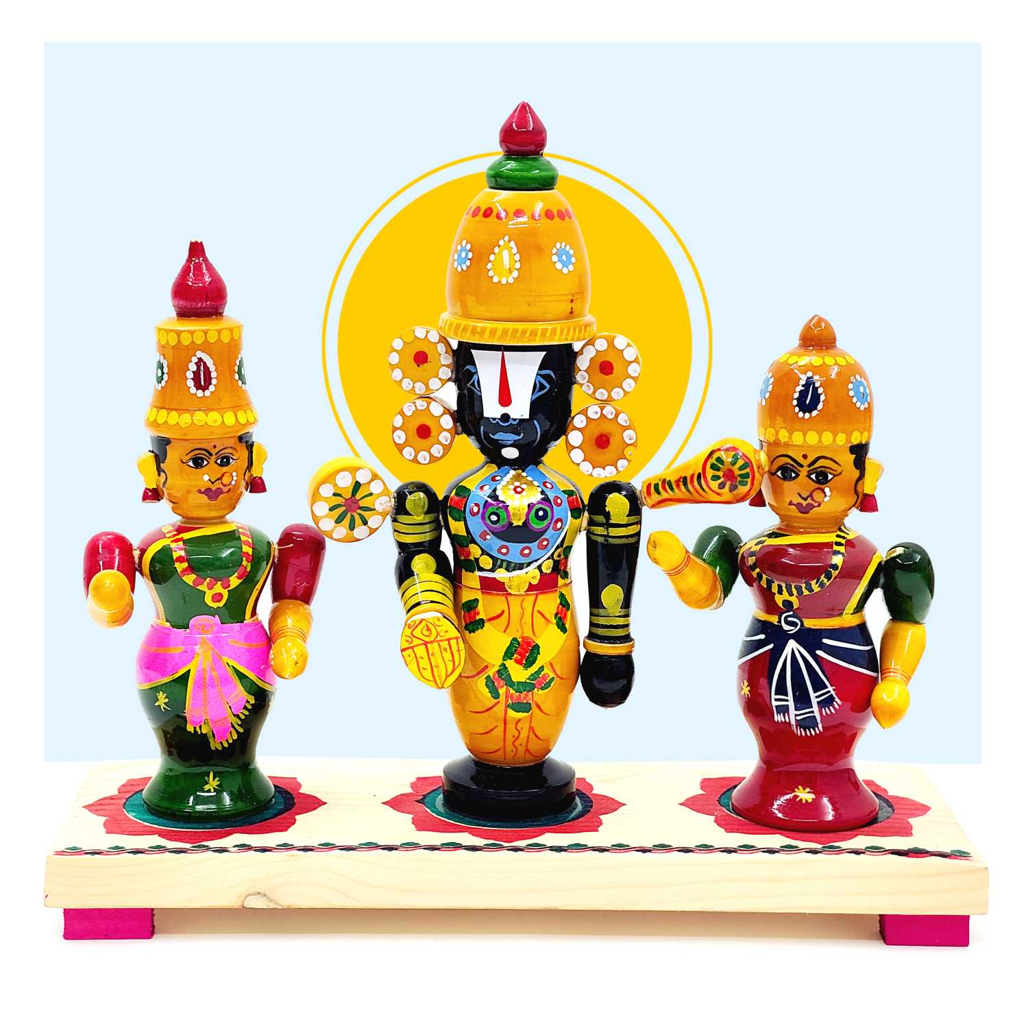Etikoppaka Lord Venkateswara Set with Sridevi & Bhudevi
