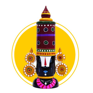 Etikoppaka Cylindrical Lord Venkateswara Wooden Idol