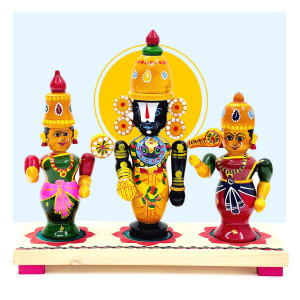 Etikoppaka Lord Venkateswara Set with Sridevi & Bhudevi