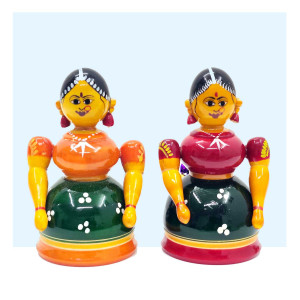 Etikoppaka Traditional Women Dolls – Colorful Wooden Pair Set
