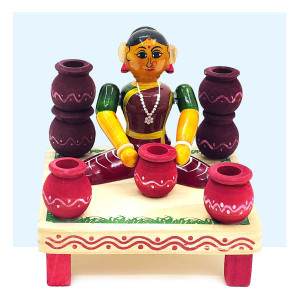 Etikoppaka Pot Making Woman Set – Traditional Wooden Toy Display