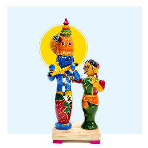 Etikoppaka Krishna-Radha Wooden Toy Set