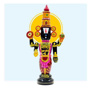 Etikoppaka Venkateswara Idol – Handcrafted Wooden Balaji in Maroon Attire