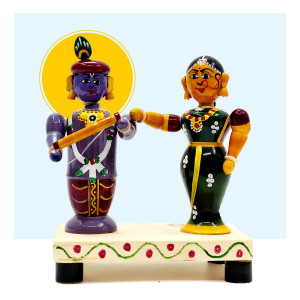 Etikoppaka Krishna Radha Pair – Handcrafted Wooden Dance Figurine Set